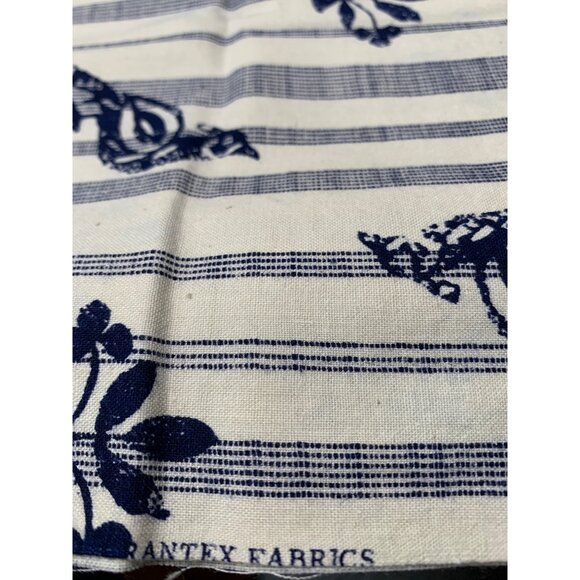 Vintage-Inspired Blue Floral & Striped Fat Quarter Fabric 18x22 Cotton Sewing Qu - Picture 3 of 3